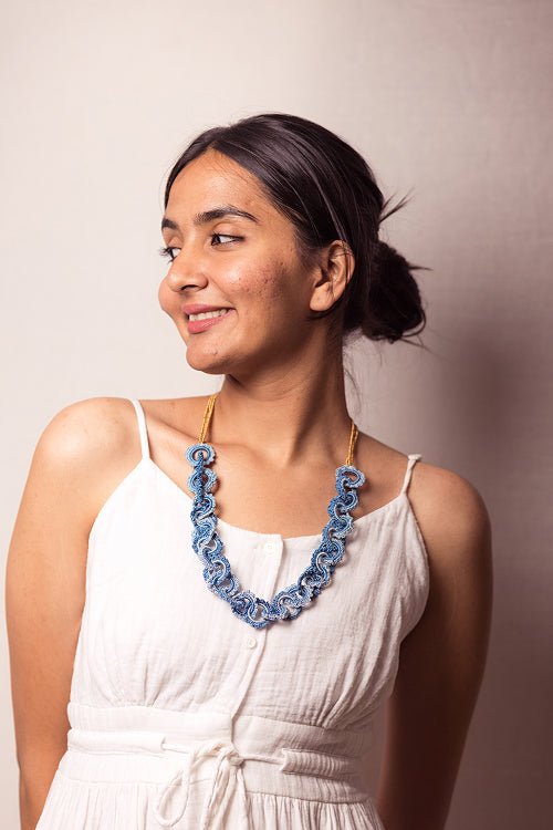 Samoolam Gulnaar Blue Braided Necklace