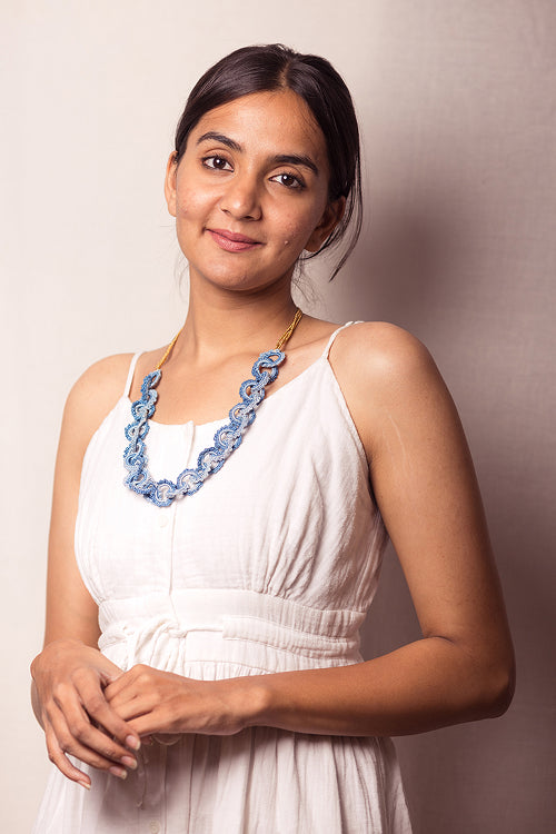 Samoolam Gulnaar Blue Braided Necklace