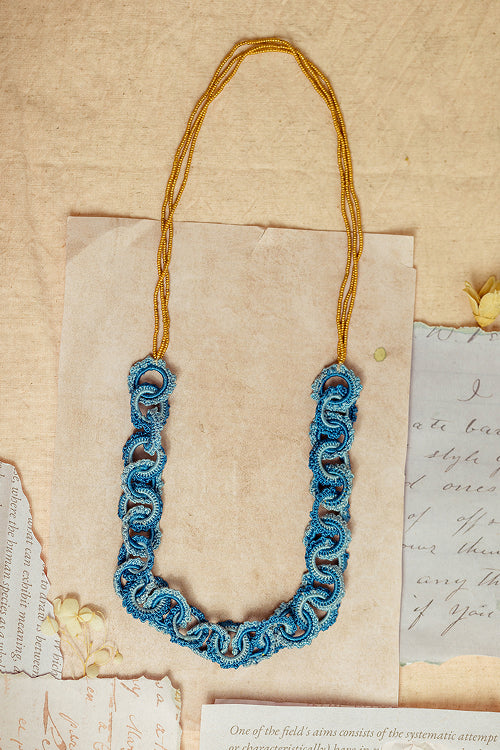 Samoolam Gulnaar Blue Braided Necklace