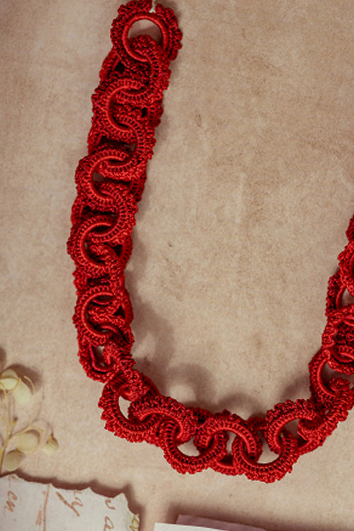 Samoolam Gulnaar Red Braided Necklace