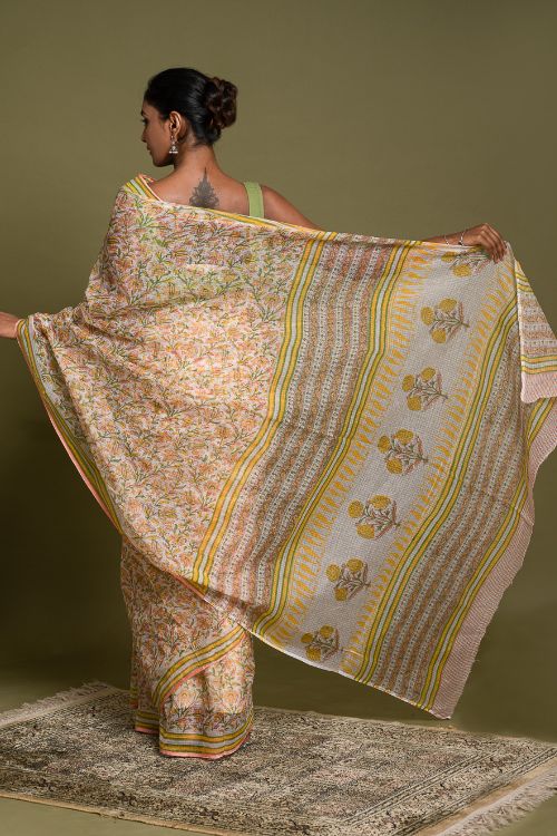 ICH Light & Breezy. Sanganeri Hand Block Printed Kota Doria - Summer Flora