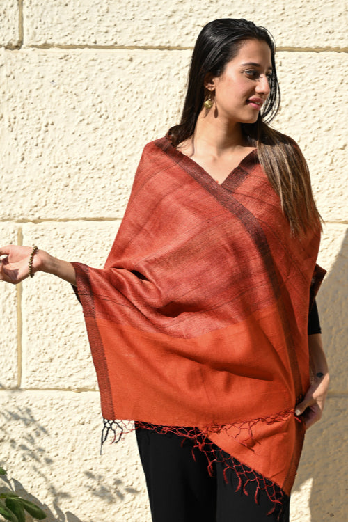 The ICH Exclusive Bhagalpur Tussar Silk Stole - Sundown Mist
