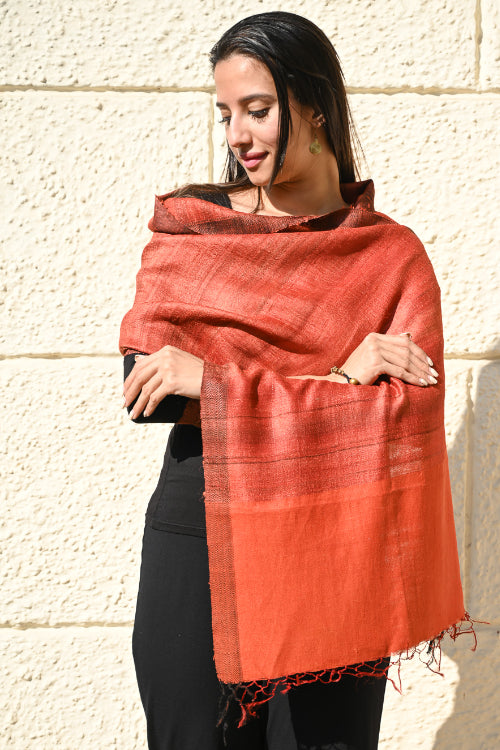 The ICH Exclusive Bhagalpur Tussar Silk Stole - Sundown Mist