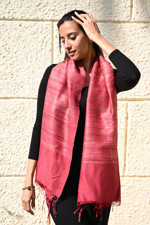 The ICH Exclusive Bhagalpur Tussar Silk Stole - Powdered Blush