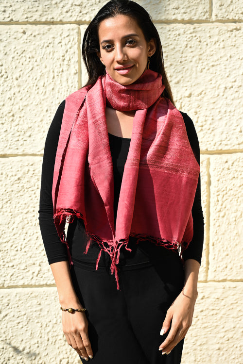 The ICH Exclusive Bhagalpur Tussar Silk Stole - Powdered Blush