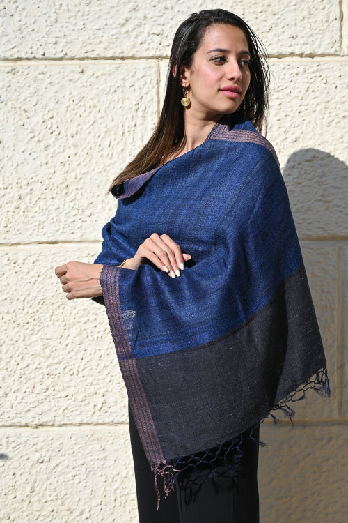 The ICH Exclusive Bhagalpur Tussar Silk Stole - Blue Hour