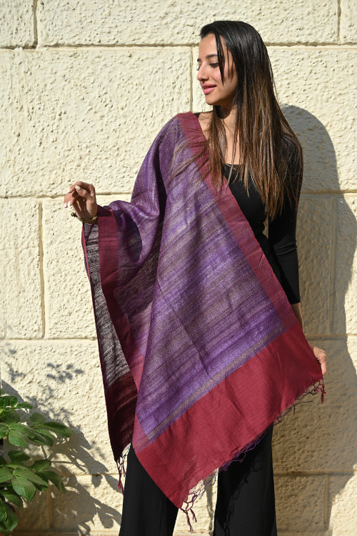 The ICH Exclusive Bhagalpur Tussar Silk Stole - Jamuniya