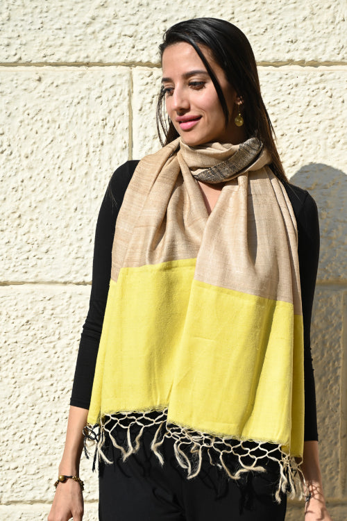 The ICH Exclusive Bhagalpur Tussar Silk Stole - Sunkissed Beige