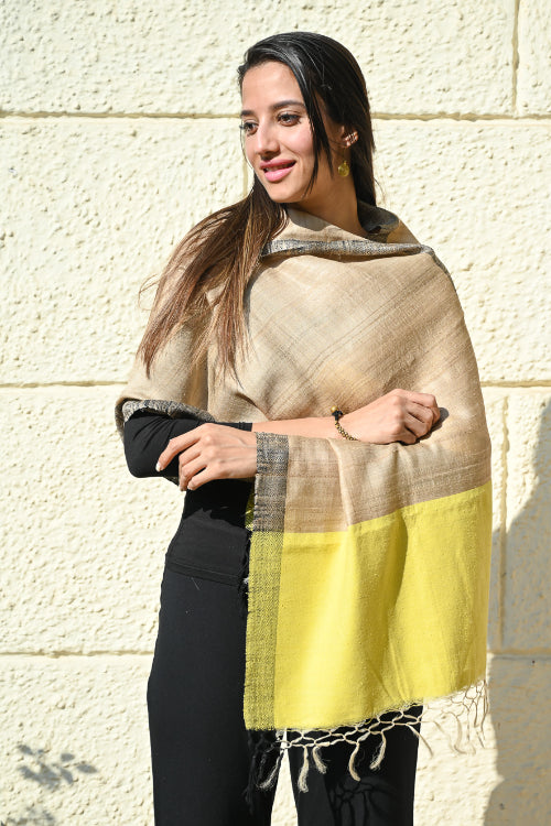 The ICH Exclusive Bhagalpur Tussar Silk Stole - Sunkissed Beige