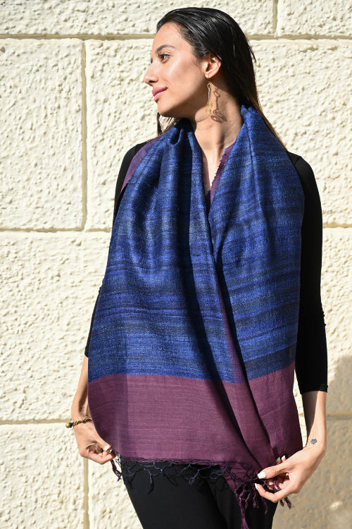 The ICH Exclusive Bhagalpur Tussar Silk Stole - Midnight Iris