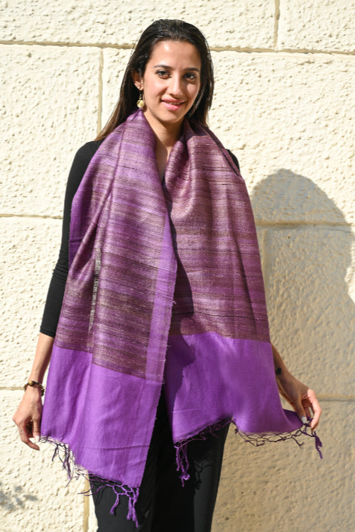 The ICH Exclusive Bhagalpur Tussar Silk Stole - Velvet Nocturne