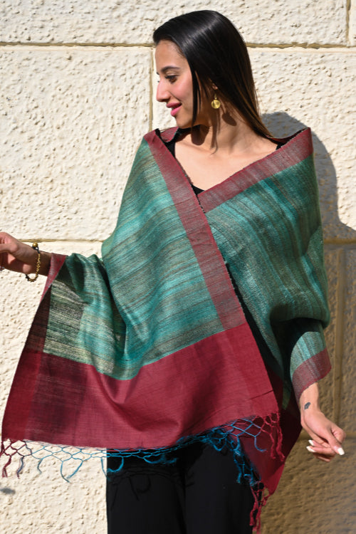The ICH Exclusive Bhagalpur Tussar Silk Stole - Wild Forest