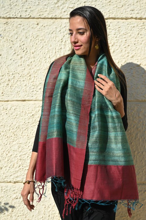 The ICH Exclusive Bhagalpur Tussar Silk Stole - Wild Forest