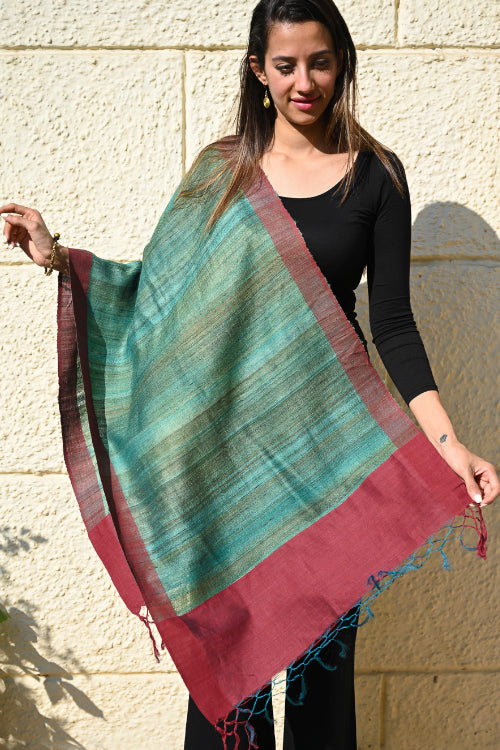 The ICH Exclusive Bhagalpur Tussar Silk Stole - Wild Forest