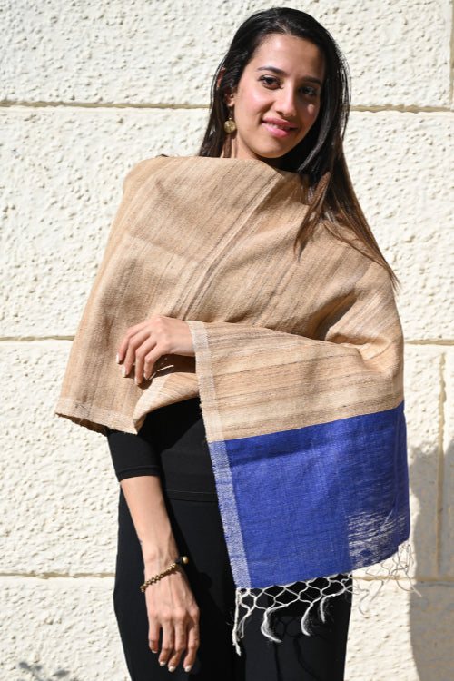 The ICH Exclusive Bhagalpur Tussar Silk Stole - Beach And Sand