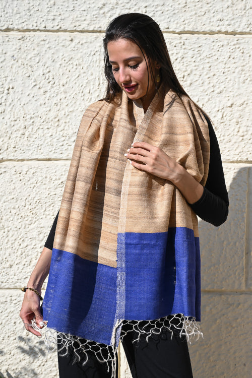 The ICH Exclusive Bhagalpur Tussar Silk Stole - Beach And Sand