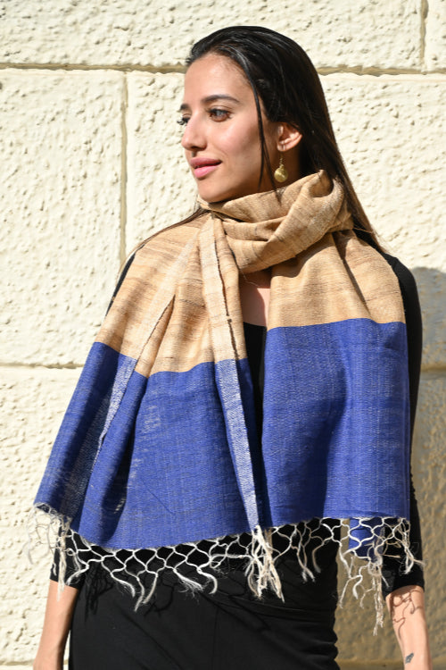 The ICH Exclusive Bhagalpur Tussar Silk Stole - Beach And Sand