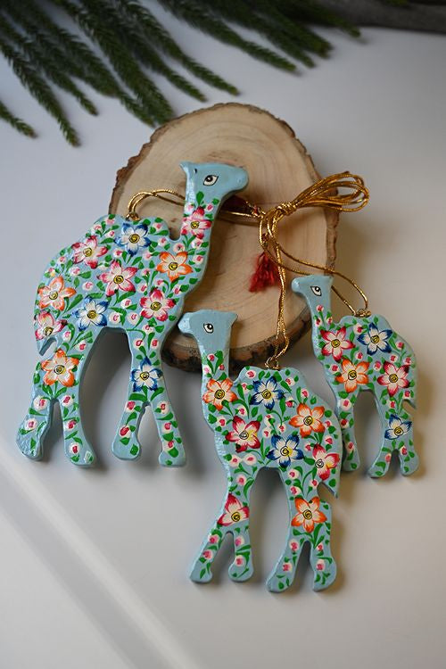 Kashmiri Art Xmas Decorations - Blue Medley (Set Of 9)