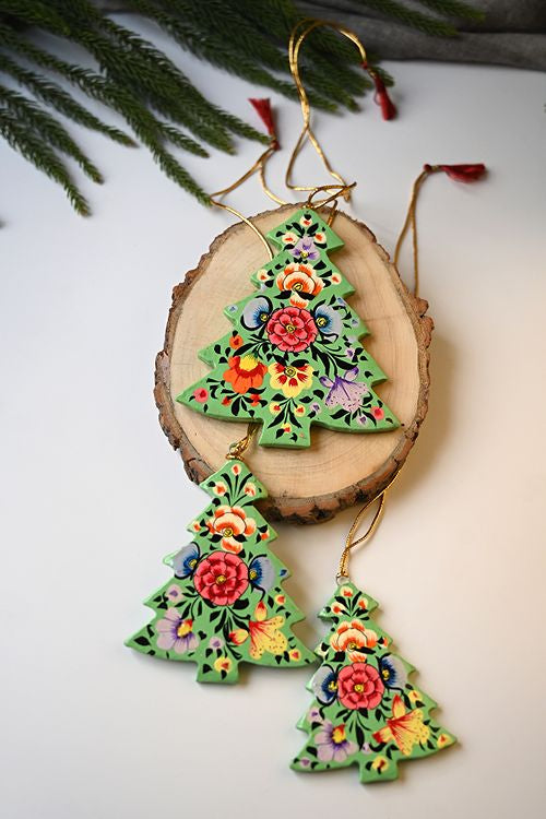 Kashmiri Art Xmas Decorations - Pastel Rhapsody(Set Of 9)
