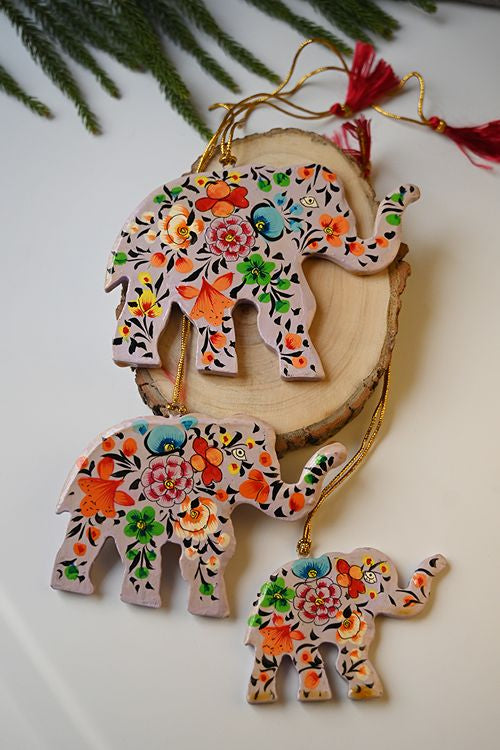 Kashmiri Art Xmas Decorations - Lavender Medley (Set Of 9)