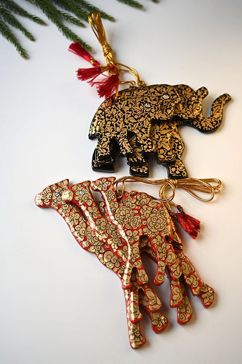 Kashmiri Art Xmas Decorations - Gold Chinar (Set Of 6)