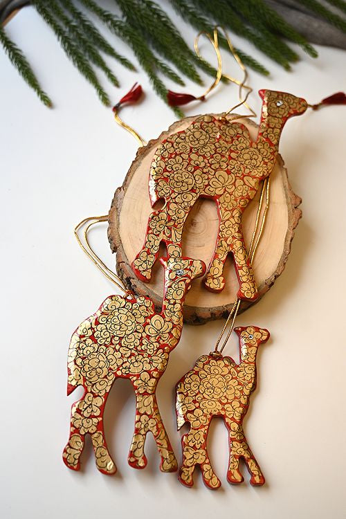 Kashmiri Art Xmas Decorations - Gold Chinar (Set Of 6)