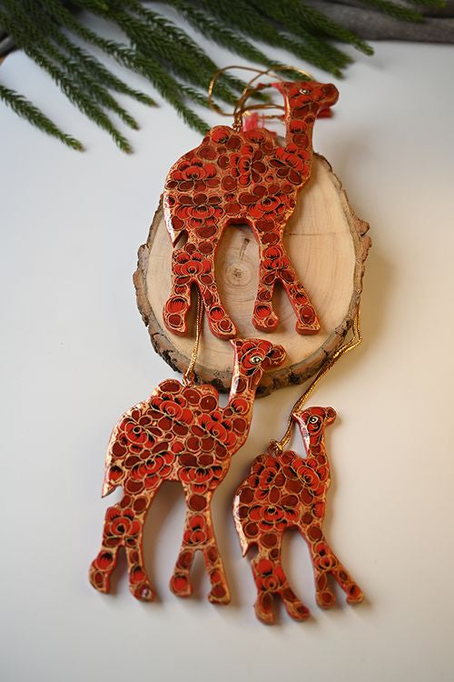 Kashmiri Art Xmas Decorations - Red Medley (Set Of 6)