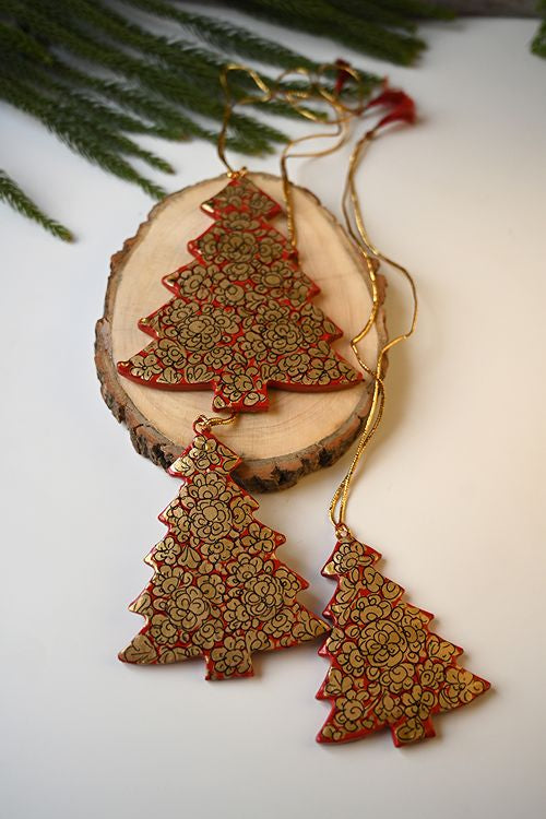 Kashmiri Art Xmas Decorations - Trees & Forests (Set Of 6)