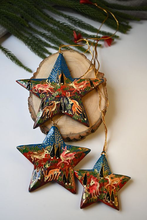 Kashmiri Art Xmas Decorations - Trees & Forests (Set Of 6)