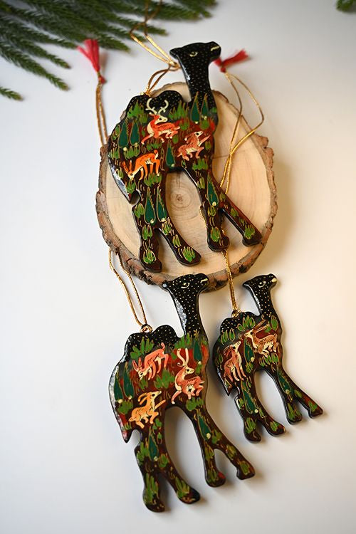 Kashmiri Art Xmas Decorations - Forest Rhapsody (Set Of 9)