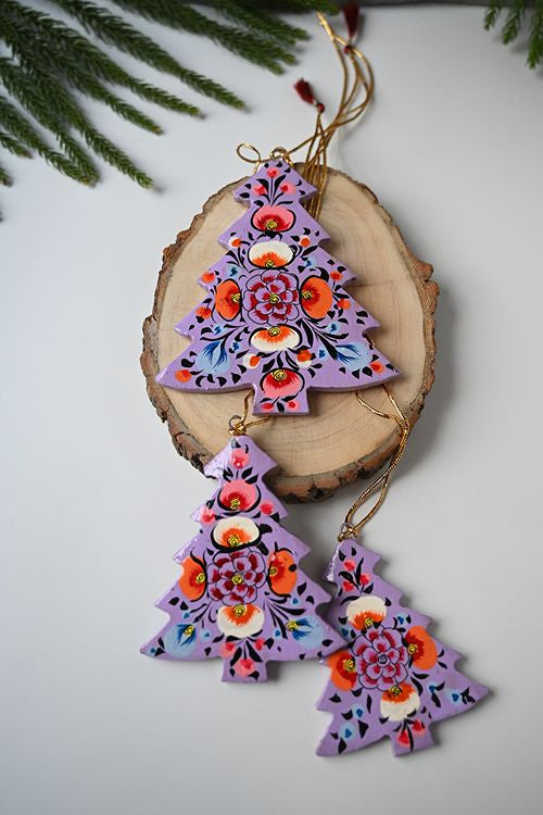 Kashmiri Art Xmas Decorations - Floral Medley (Set Of 10)