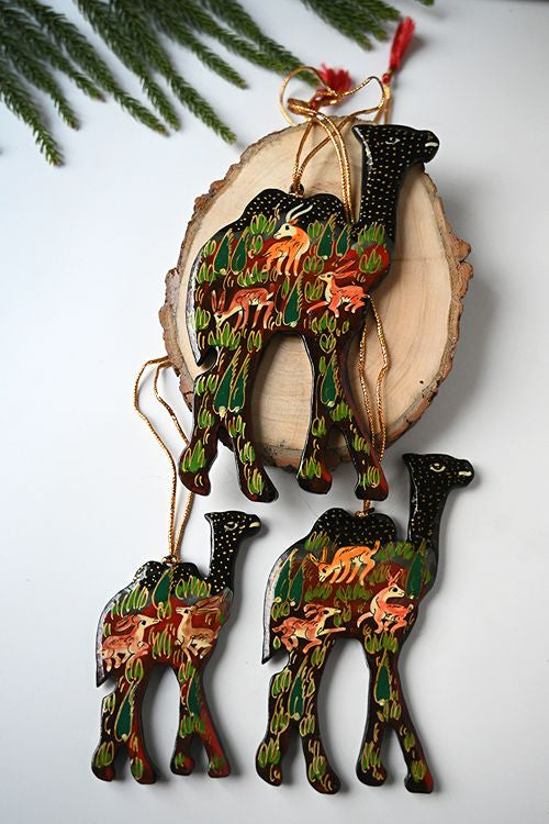 Kashmiri Art Xmas Decorations - Forest Wanderers (Set Of 9)