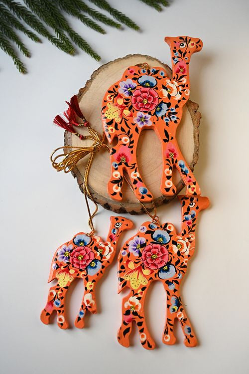 Kashmiri Art Xmas Decorations - Floral Themes (Set Of 9)