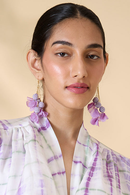 Samoolam Swing Earrings - Purple Floral