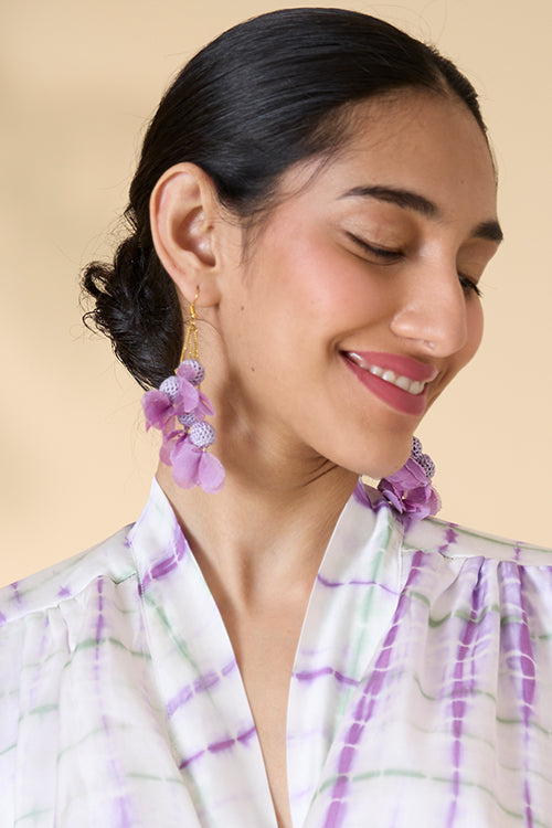 Samoolam Swing Earrings - Purple Floral