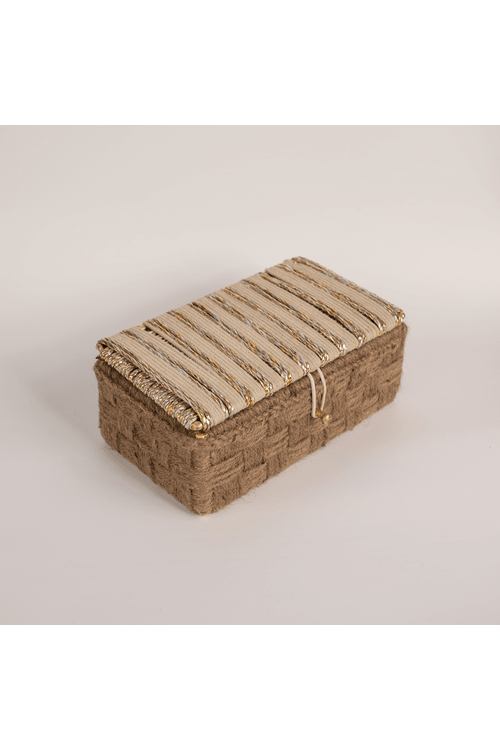 Sirohi Axis Gift Box | White, Gold And Jute