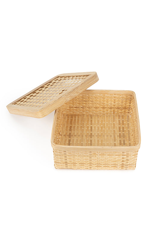 Greenkraftmira Handcrafted Bamboo Square Box - Set Of 3