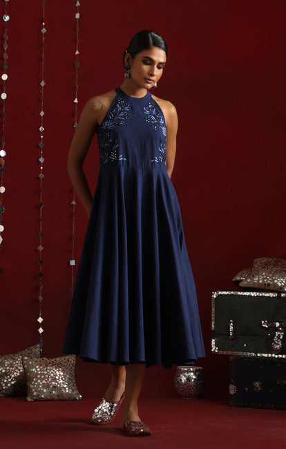 Okhai "Dusk Glow" Hand-Embroidered Pure Cotton Dress