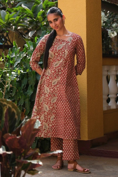 Okhai "Solitaire" Handblock Printed Pure Cotton Kurta Set