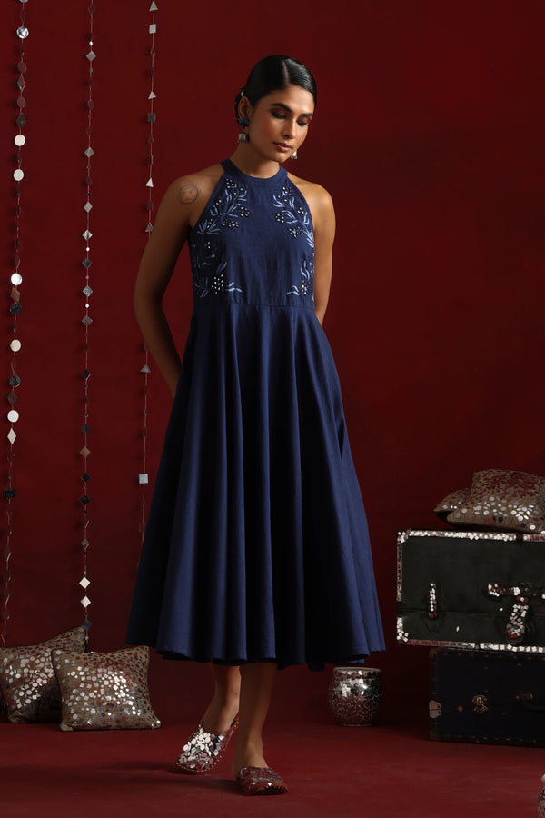 Okhai "Dusk Glow" Hand-Embroidered Pure Cotton Dress