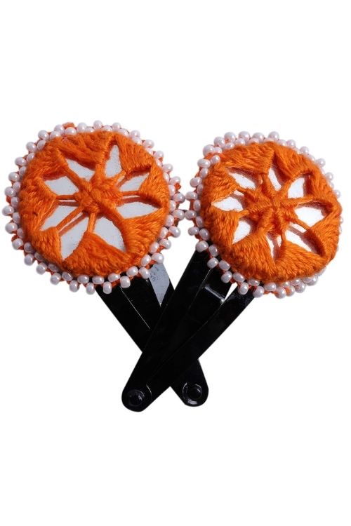 Antarang Handcrafted Black Tic Tac Pins By Divyang & Rural Women- Orange