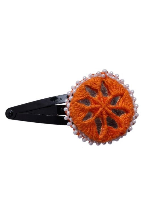 Antarang Handcrafted Black Tic Tac Pins By Divyang & Rural Women- Orange