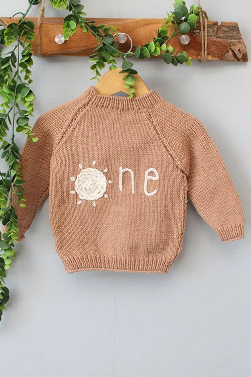 Ajoobaa Handknitted "One Text" Embroidered Merino Sweater - Beige