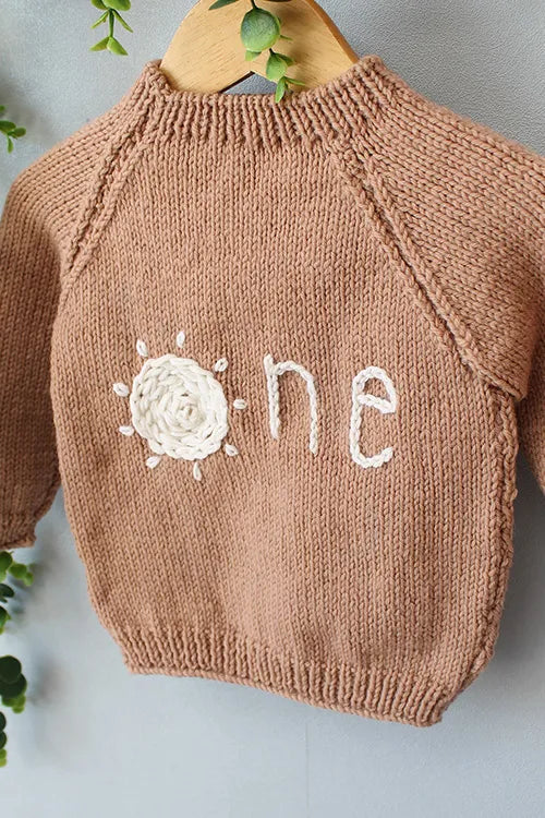 Ajoobaa Handknitted "One Text" Embroidered Merino Sweater - Beige