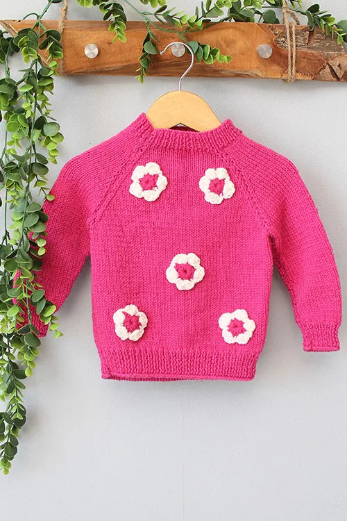 Ajoobaa Handknitted "Daisy"  Merino Sweater - Pink