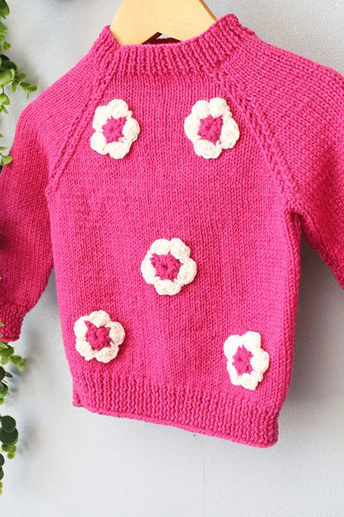 Ajoobaa Handknitted "Daisy"  Merino Sweater - Pink