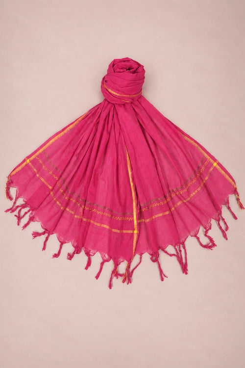 Pratibimb "Saanvri Soof Orange Temple Border" Unstitched Suit Set