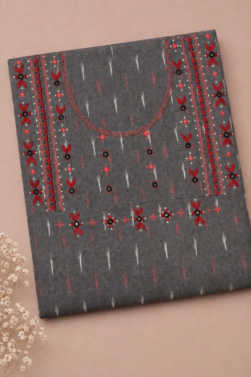 Pratibimb "Saanvri Soof Pochampalli Grey Ikat" Unstitched Suit Set