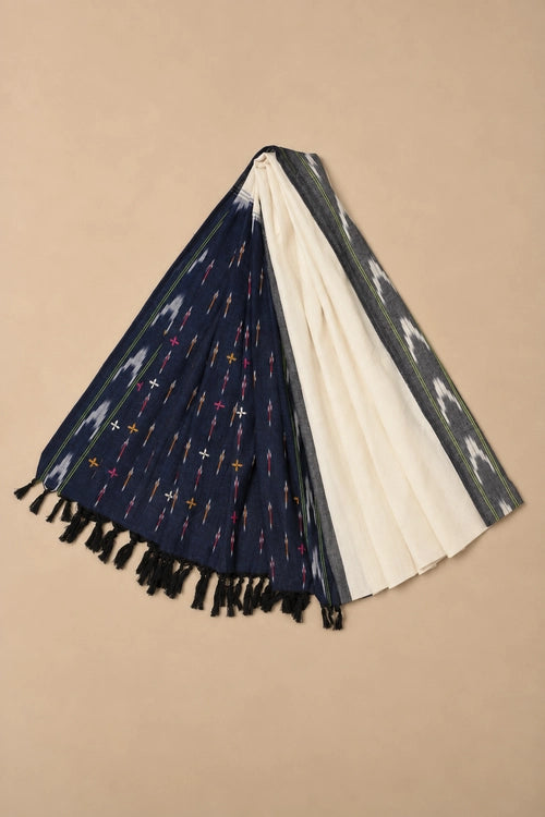 Pratibimb "Saanvri Soof Pochampalli Navy Ikat" Unstitched Suit Set