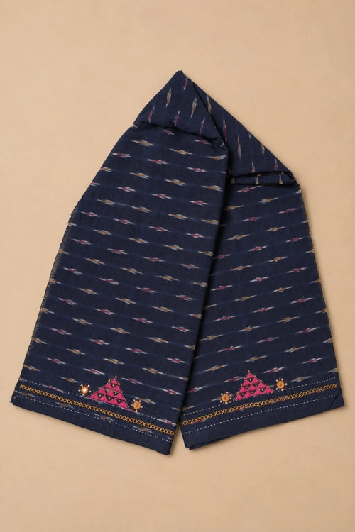 Pratibimb "Saanvri Soof Pochampalli Navy Ikat" Unstitched Suit Set